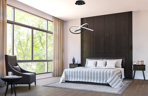 Lustre LED moderne, Plafonnier LED en aluminium, Lampe suspension 35W 3150Lumen pour Salon, Salle à manger, Chambre