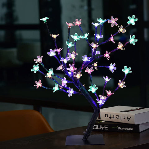 LED Lampe de Cerisier, 0.45M 48LED, Arbre Lumineux LED, Branches Noires, pour la décoration de Maison (Multicolore)