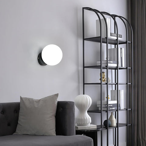 Applique Murale Intérieur Verre Moderne Sphérique Lampe murale E27 Base Pour chambre à coucher, salon, couloir, entrée Noir (Ampoule non incluse)