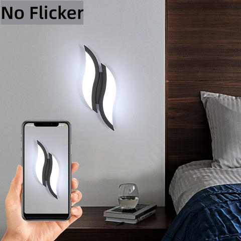 Applique Murale Intérieure LED, Moderne Lampe Murale 12W 2300LM, Éclairage Acrylique Luminaire Mural pour Salon Chambre Escalier 6500K lumière blanche froide Couleur Noir