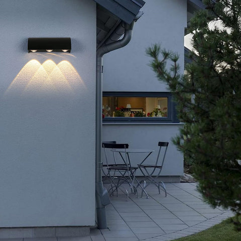Applique Murale Extérieure Lampe murale LED Blanc Chaud 3000K étanche IP65 Pour Entrée Couloir Cour Jardin Terrasse Balcon Garage Noir