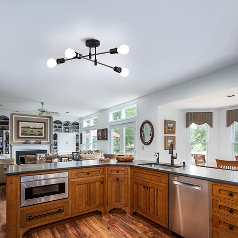 Plafonnier Industriel, 4-Lumières Lampe de Plafond Rétro Vintage