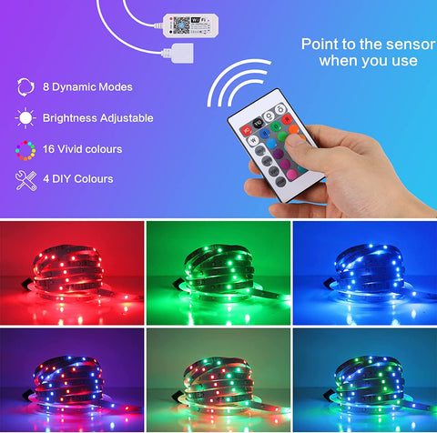 Ruban LED WiFi 10M Bande LED APP, LED chambre Synchronisation avec la Musique, Lumière LED multicolore avec télécommande pour Chambre, Cuisine, TV, Fête