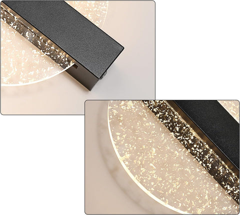 Applique Murale LED Dimmable Moderne Rond Lampe murale 3000K/4000K/6000K Pour chambre à coucher, salon, couloir, entrée Noir