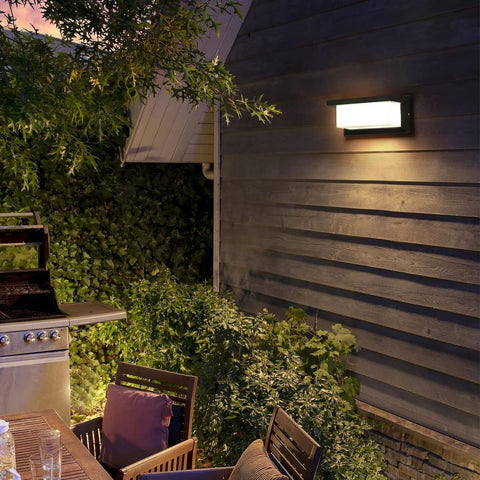 Applique Murale Extérieure étanche IP65 Lampe murale LED Blanc Chaud 3000K Pour Entrée Couloir Cour Jardin Terrasse Balcon Garage Noir