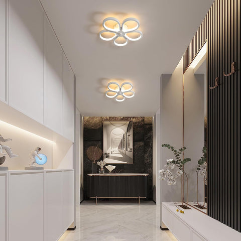 Plafonnier LED 30W Design moderne Forme de fleur créative Lampe de Plafond Blanc Chaud 3000K Pour salon chambre à coucher salle à manger bureau Blanc