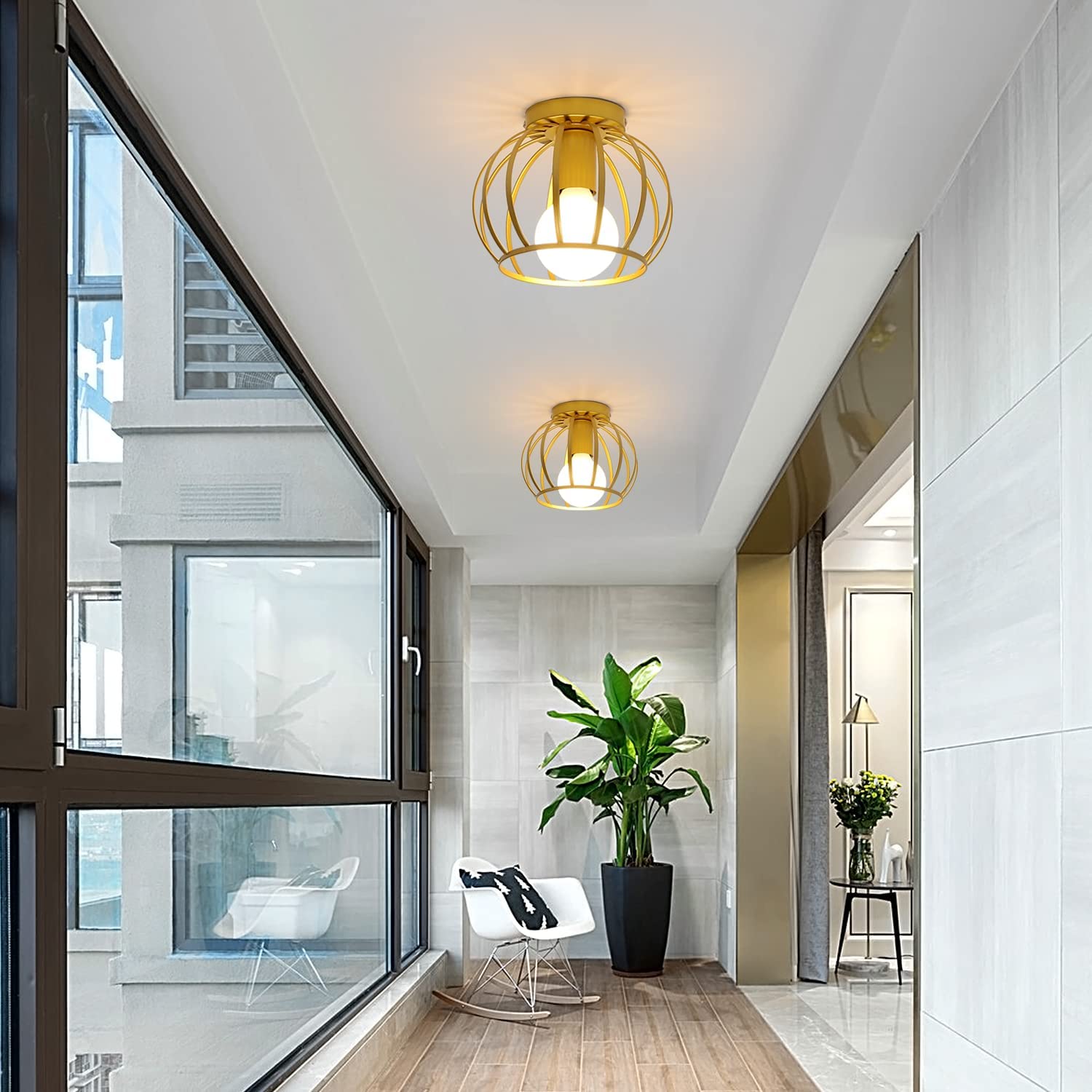 Plafonnier Vintage, Plafonnier Semi-encastré, Abat-jour de Plafond à Cage