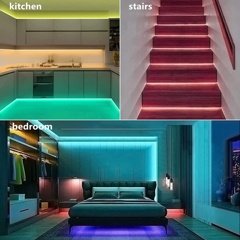 Ruban LED WiFi 10M Bande LED APP, LED chambre Synchronisation avec la Musique, Lumière LED multicolore avec télécommande pour Chambre, Cuisine, TV, Fête