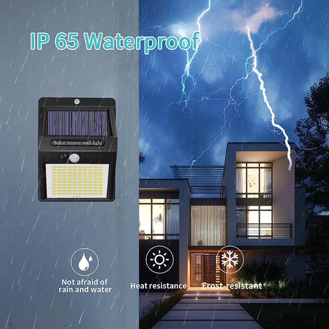 4 pièces Applique solaire Extérieur 220 LED Détecteur de Mouvement Lampe murale LED Pour Cour Jardin Couloir Terrasse Proche Mur Pathway Patio Villa