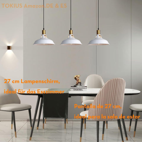 Suspension Vintage Métal Lustre E27 Base Pour salon chambre à coucher salle à manger bureau Bar Café Blanc