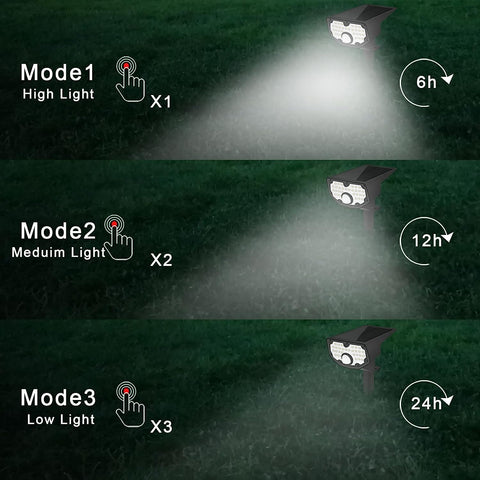 2 Pack Lampe Solaire Exterieur, Lampe de jardin solaire avec détecteur de mouvement, 30 LED Blanc Froid 6100-6800K 650LM Spot Solaire Extérieur IP67 Etanche clairage 3 modes, pour Cour, Allée, Chemin