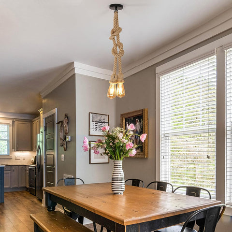 Suspension Industriel et Vintage 2 douilles Lustre E27 Base Pour salon chambre à coucher salle à manger bureau Bar Café (Ampoule non incluse)