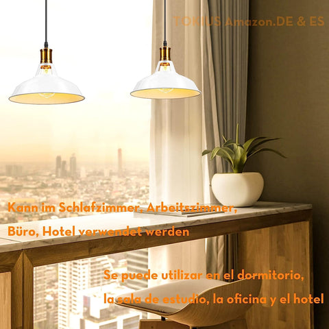 Suspension Vintage Métal Lustre E27 Base Pour salon chambre à coucher salle à manger bureau Bar Café Blanc