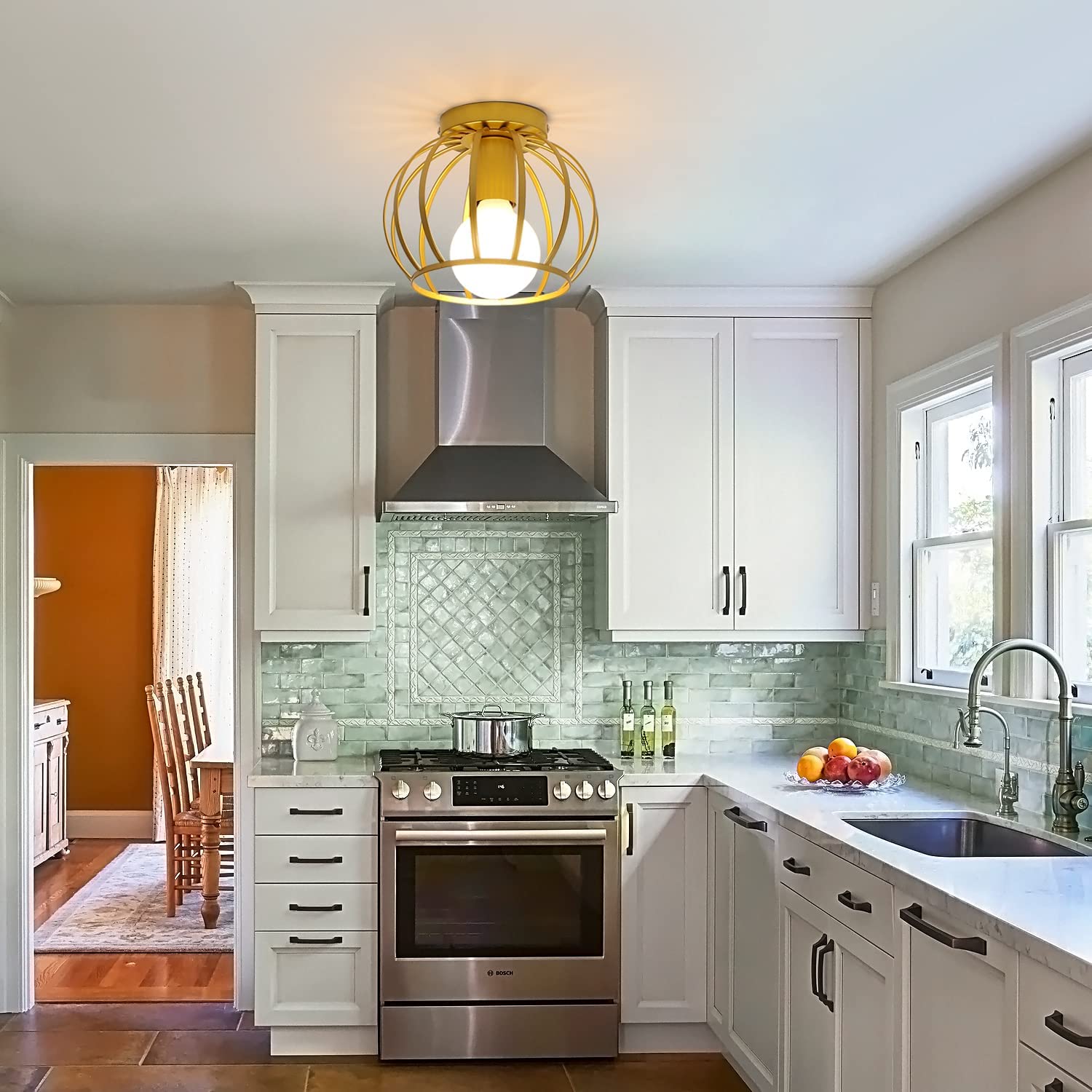 Plafonnier Vintage, Plafonnier Semi-encastré, Abat-jour de Plafond à Cage