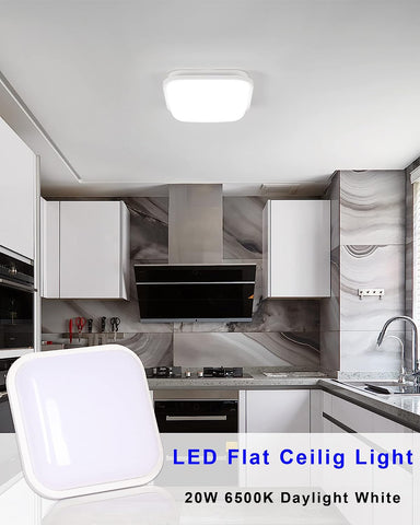 Plafonnier LED Carré 22x22cm plafonnier LED salle de bain étanche IP54 Blanc Froid 6000K Pour Bain, Chambre, Salon, Cuisine