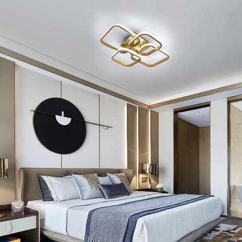 Plafonnier LED Design moderne Cercle Carré Lampe de Plafond Blanc Froid 6000K Pour salon chambre à coucher salle à manger bureau Or