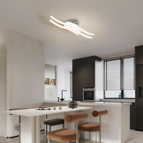 Plafonnier LED Design moderne Forme de Vague Lampe de Plafond 24W Blanc Chaud 3000K Pour salon chambre à coucher salle à manger bureau