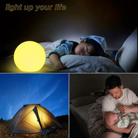 Boule lumineuse Lampe de Bureau LED 15cm, 16 RGB Couleurs Dimmables et 4 Modes, Veilleuse LED Lampe de Chevet avec Télécommande pour chambre, Salon, Chambre d'enfant, Mariage, Batterie Remplaçable