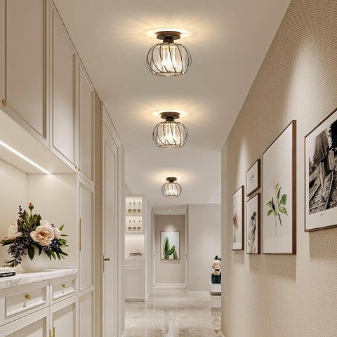 2 pièces Plafonnier en Cristal Moderne E27 Base Cage Lampe de Plafond