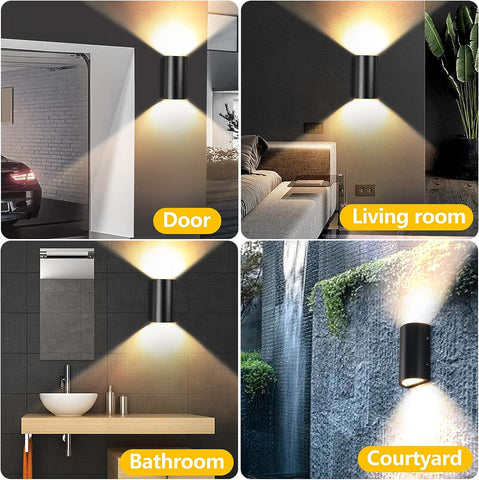 Applique Murale Extérieure 10W Lampe murale LED Blanc Chaud 3000K étanche IP65 Pour Entrée Couloir Cour Jardin Terrasse Balcon Garage Noir