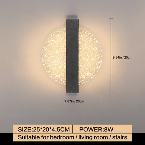 Applique Murale LED Dimmable Moderne Rond Lampe murale 3000K/4000K/6000K Pour chambre à coucher, salon, couloir, entrée Noir