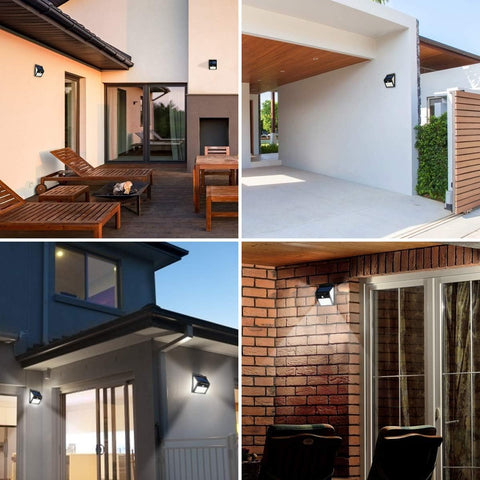 4 pièces Applique solaire Extérieur 220 LED Détecteur de Mouvement Lampe murale LED Pour Cour Jardin Couloir Terrasse Proche Mur Pathway Patio Villa