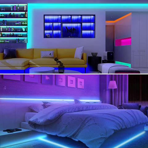 Ruban LED Smart WiFi Bande LED 5m 5050 RGB App Controle, IP65 étanche Bande Lumineuse Flexible Multicolore avec Télécommande pour Maison Cuisine Télévision Chambre Fête Festive Decoration