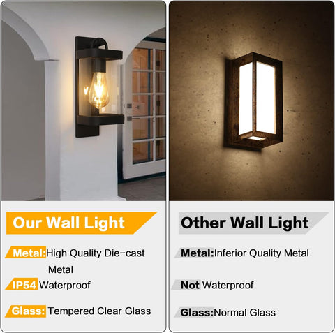 Applique Murale Extérieure, Lampe Murale Exterieur E27 Industrielle abat-jour en Verre Transparent IP54, Mural Rétro Applique Lampe pour Salon, Couloir, Escaliers(Sans Ampoule)