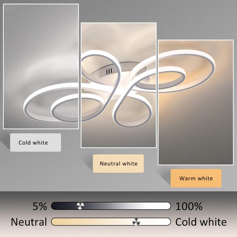Plafonnier Led Dimmable Moderne Forme de fleur créative Lampe de Plafond 3000K-6000K Pour salon chambre à coucher salle à manger bureau Blanc