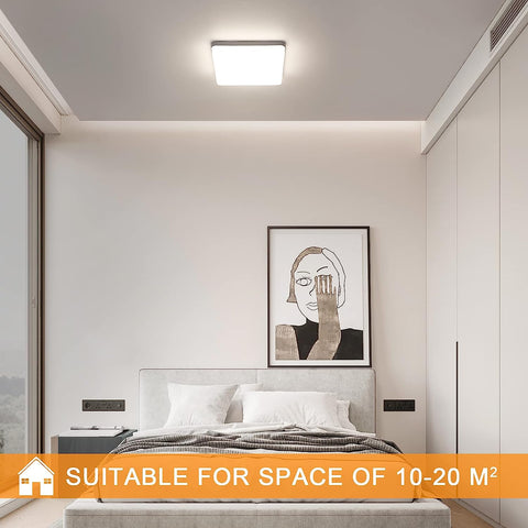 Plafonnier LED Carré, Lampe de Plafond LED, IP44 Plafonnier LED, Luminaire Plafonnier Applicable à Salle De Bain, Salon, Cuisine, Chambre, Couloir, Balcon 36W 4000K （23x23CM）