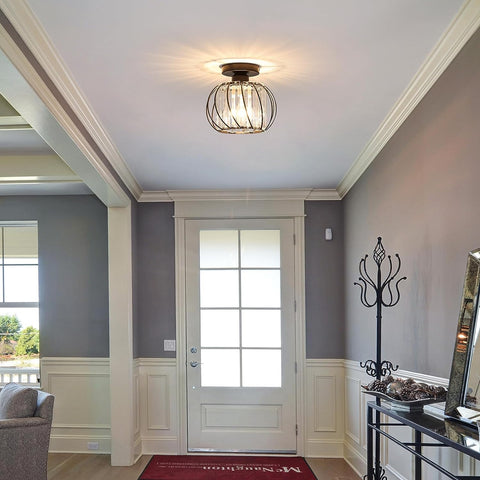 2 pièces Plafonnier en Cristal Moderne E27 Base Cage Lampe de Plafond