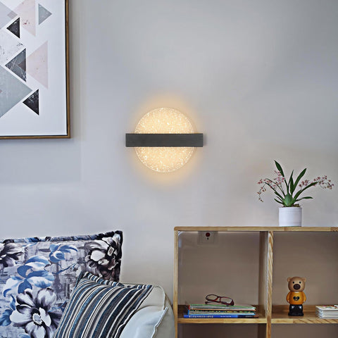 Applique Murale LED Dimmable Moderne Rond Lampe murale 3000K/4000K/6000K Pour chambre à coucher, salon, couloir, entrée Noir