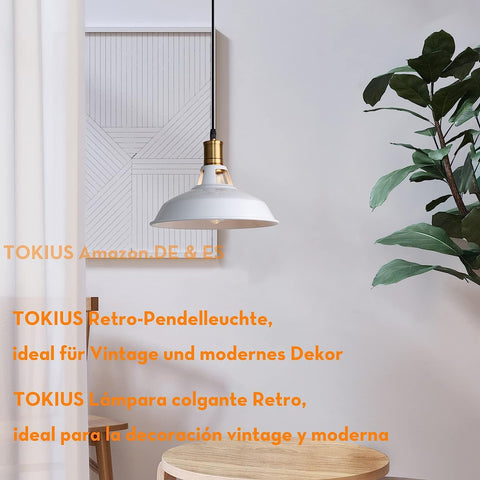 Suspension Vintage Métal Lustre E27 Base Pour salon chambre à coucher salle à manger bureau Bar Café Blanc