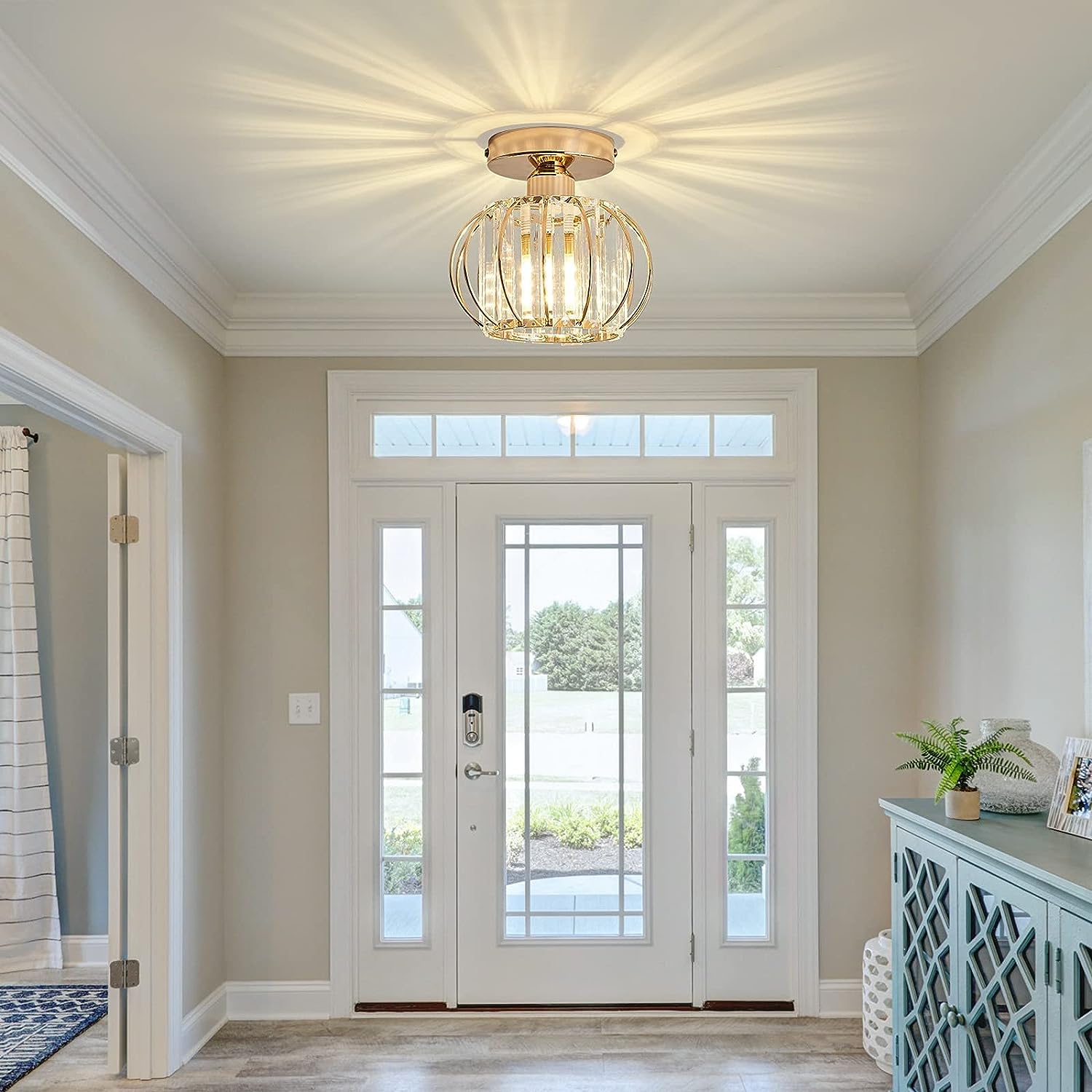 Plafonnier en Cristal Moderne E27 LED Plafonnier Mini Lustre en Cristal 