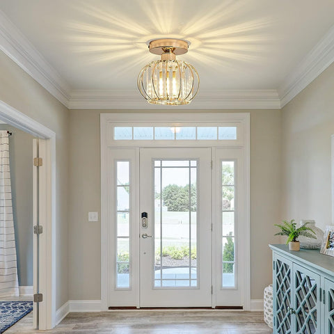 Plafonnier en Cristal Moderne E27 LED Plafonnier Mini Lustre en Cristal 