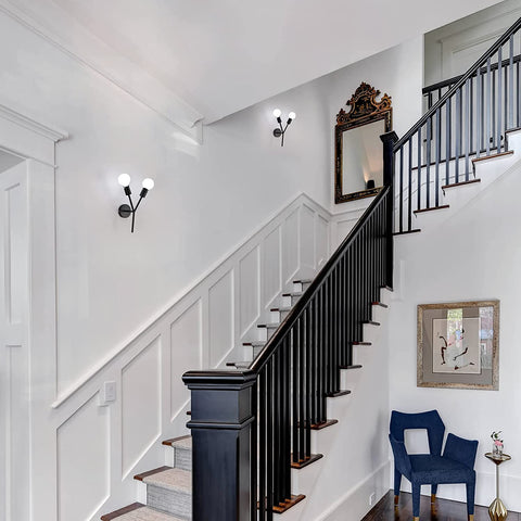 Appliques murales 2-lumières, Lampe murale industrielle Applique murale vintage d'intérieur pour Miroir Chambre Chevet Salon Couloir (noir)