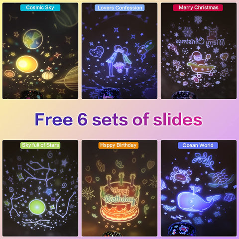Veilleuse Projecteur Etoile, Rotation 360° Musicale Veilleuse + Minuterie + Télécommande + 6 Films de Projection, Veilleuse Enfant Lampe, pour Halloween, Noël, Fêtes, Cadeau Bebe Fille Garcon