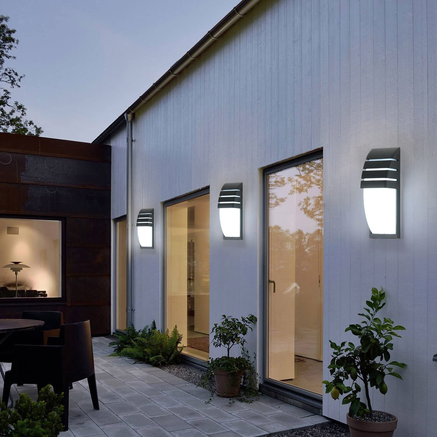 Applique Murale Interieur/Exterieur, Noir 12W 6000K Blanc Froid Appliques Murales LED, IP65 Imperméable Lampe Murale Exterieur