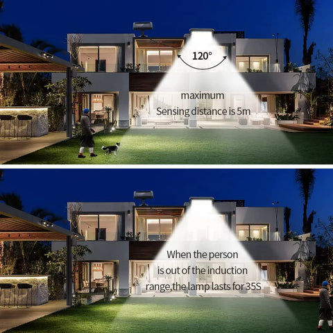 Lampe Solaire Extérieur, Lumière solaire avec Detecteur de Mouvement, Lampe de Sécurité avec Câble de 5M Étanche IP65, 160 LED 3 Modes, pour Cabanon Garage Jardin Balcon