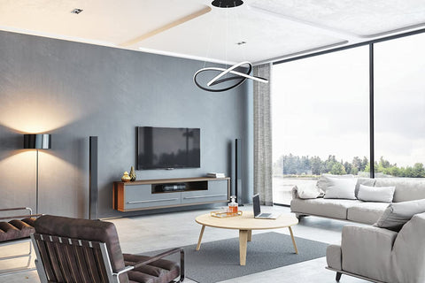 Lustre LED moderne, Plafonnier LED en aluminium, Lampe suspension 35W 3150Lumen pour Salon, Salle à manger, Chambre