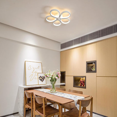 Plafonnier LED 30W Design moderne Forme de fleur créative Lampe de Plafond Blanc Chaud 3000K Pour salon chambre à coucher salle à manger bureau Blanc
