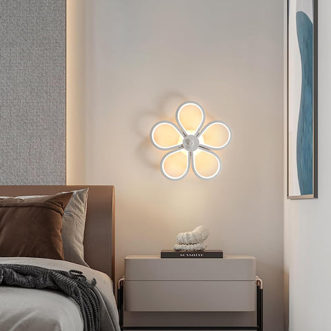 Plafonnier LED 30W Design moderne Forme de fleur créative Lampe de Plafond Blanc Chaud 3000K Pour salon chambre à coucher salle à manger bureau Blanc