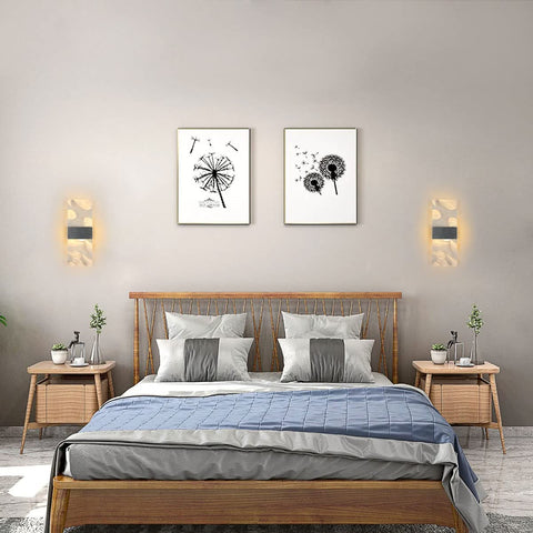 2 Pcs Applique Intérieure12W, 3000K Lumière Blanche Chaude Applique Led Intérieur Plume Acrylique, Eclairage mural moderne Ledpour chambre, salon, couloir, cage d'escalier (Argent)