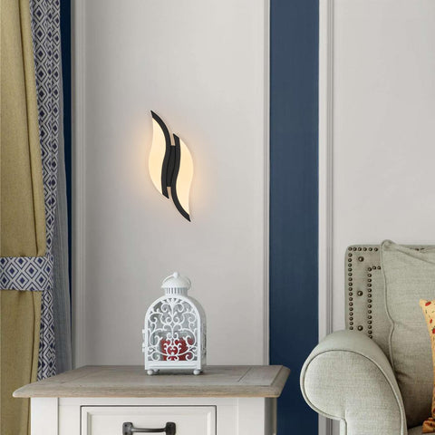 Applique Murale LED Intérieure Moderne, Lampe Murale 12W 1350LM, Éclairage Acrylique 3000K Blanc Chaud, Luminaire Noir pour Salon, Chambre, Escalier