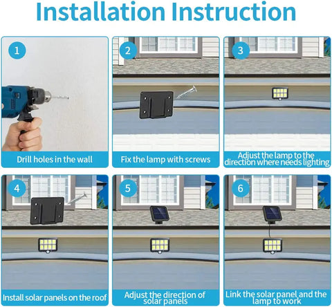 Lampe Solaire Extérieur, Lumière solaire avec Detecteur de Mouvement, Lampe de Sécurité avec Câble de 5M Étanche IP65, 160 LED 3 Modes, pour Cabanon Garage Jardin Balcon