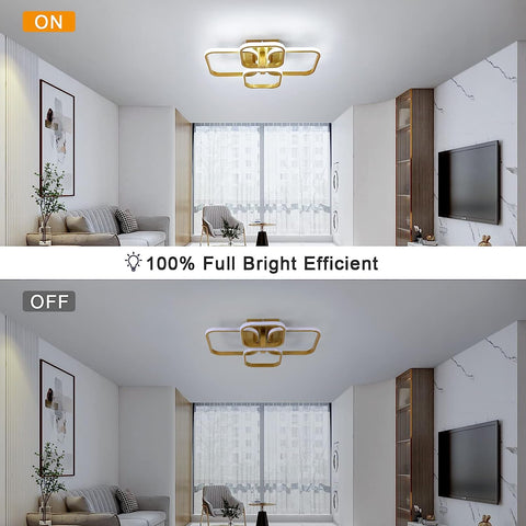 Plafonnier LED Design moderne Cercle Carré Lampe de Plafond Blanc Froid 6000K Pour salon chambre à coucher salle à manger bureau Or