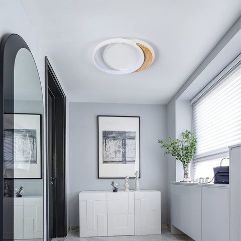 Plafonnier LED Moderne, 28W Lampe de Plafond Moderne, Ø30CM * 5CM Round Wooden Luminaire Plafonnier LED pour Chambre, Cuisine, Couloir, Entrée, Lumière Blanche Froide, 6000K