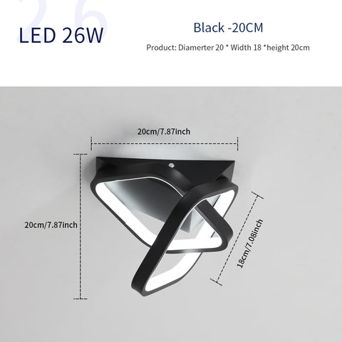 Plafonnier LED moderne 24W, Lampe de Plafond en forme de 2 Oblique Carré en Aluminium, Luminaire Plafonnier Noir Metal, Pour Balcon D'entrée de Couloir, Lumière Blanche froide/6500K