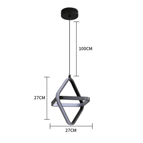 Lampe à suspension LED moderne pour lit 1 place 32 W à intensité variable pour chambre à coucher et salon