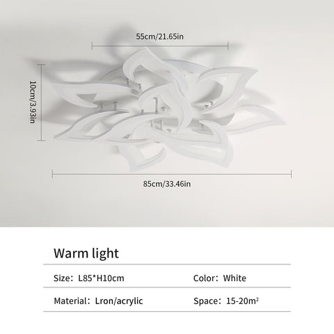 Plafonnier LED, 90W 8100LM Lampe de plafond 3500K, Lampe LED lotus Plafonnier pour Salon, Chambre, Salle de Bain